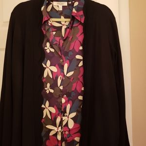 Woman's long sleeve black open front sweater